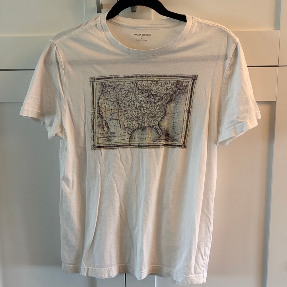 Banana Republic White Map Graphic Tee